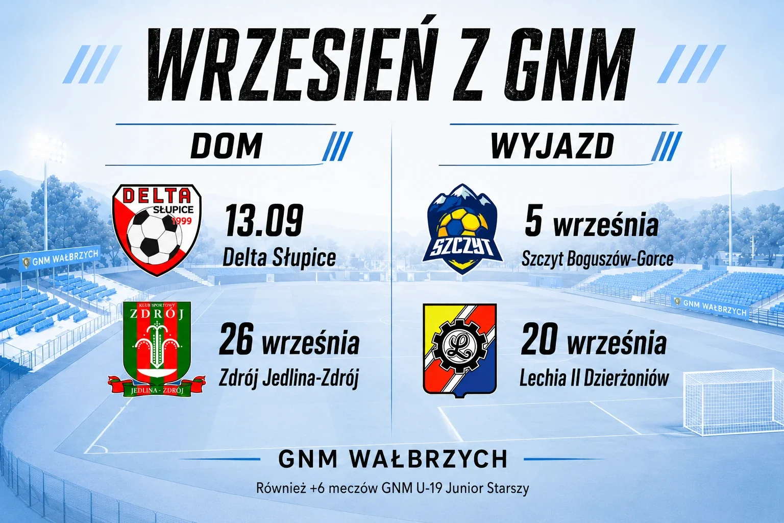 Plan meczów GNM Wałbrzych na wrzesień 2026