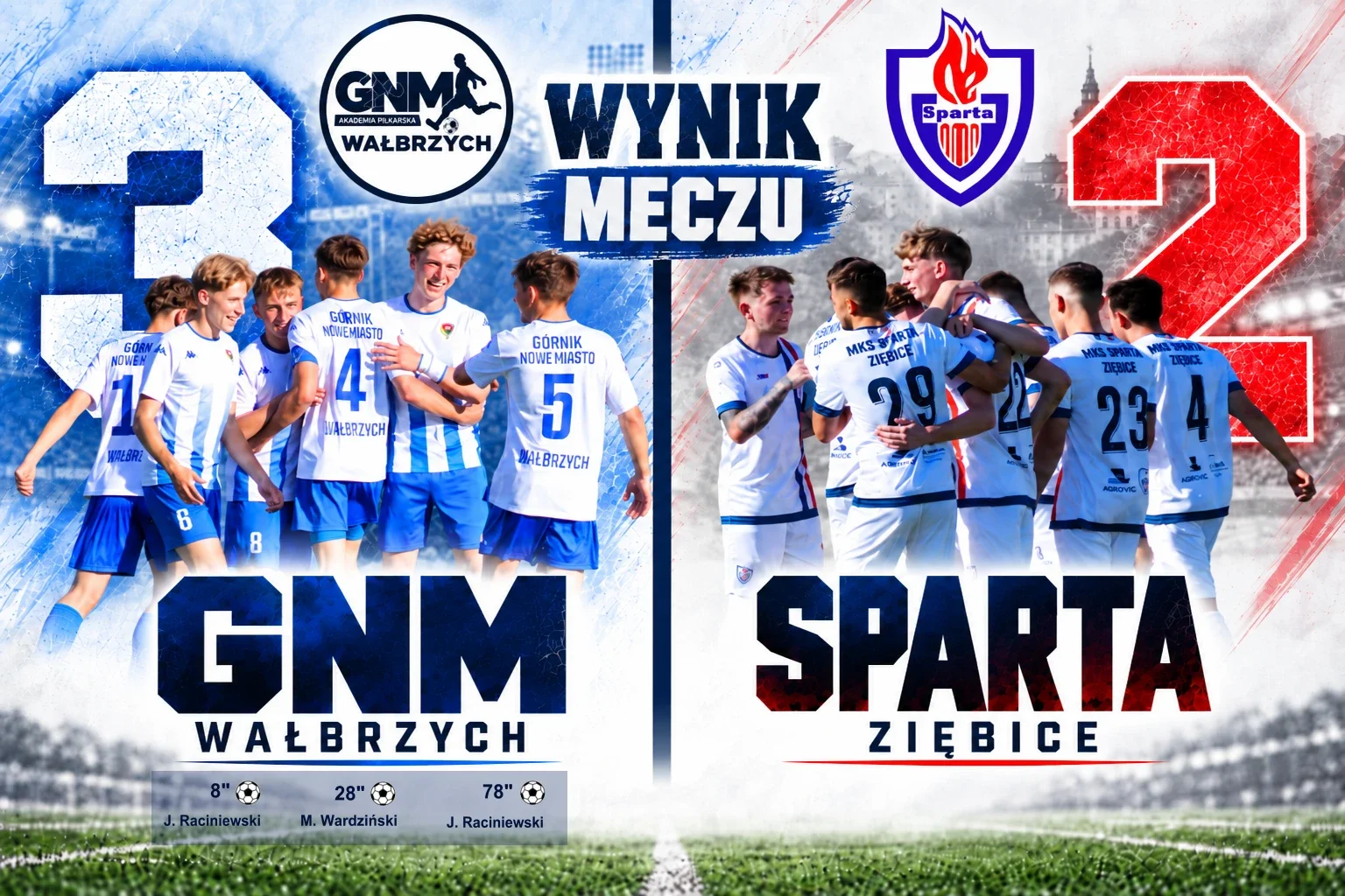 Wynik meczu GNM Wałbrzych 3 : 2 Sparta Ziębice